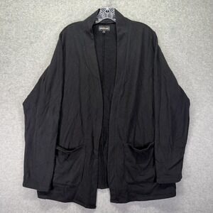 American Giant Cardigan Sweater Womens Medium Black Open Front Terry USA
